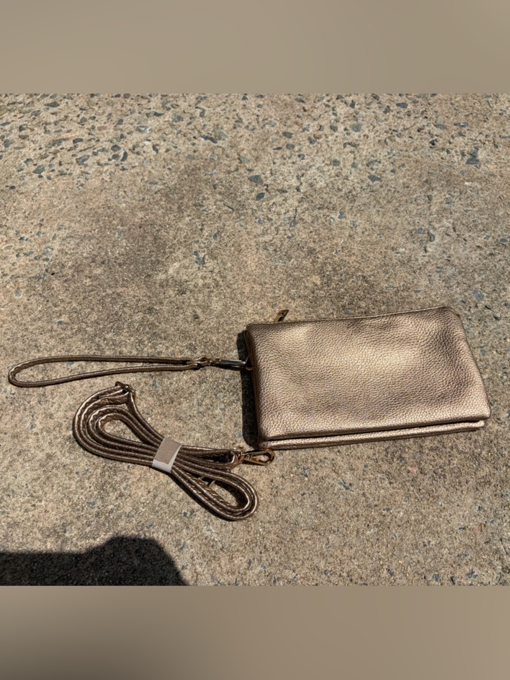 Metallic Bronze Crossbody Wristlet Bag - Women